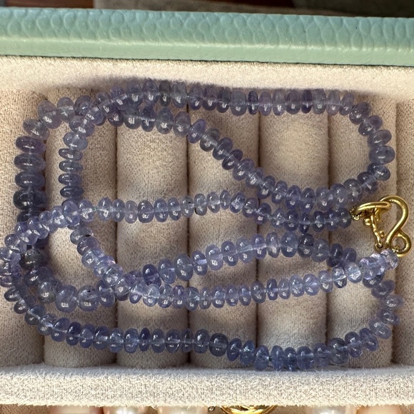 Designer REINSTEIN ROSS 20K - 22K Yellow Gold Smooth Tanzanite Gemstone Necklace - Picture 6 of 12